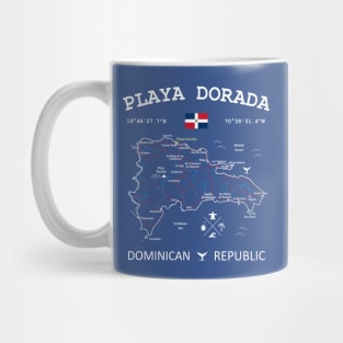 Playa Dorada Dominican Republic Flag Travel Map Coordinates GPS Mug